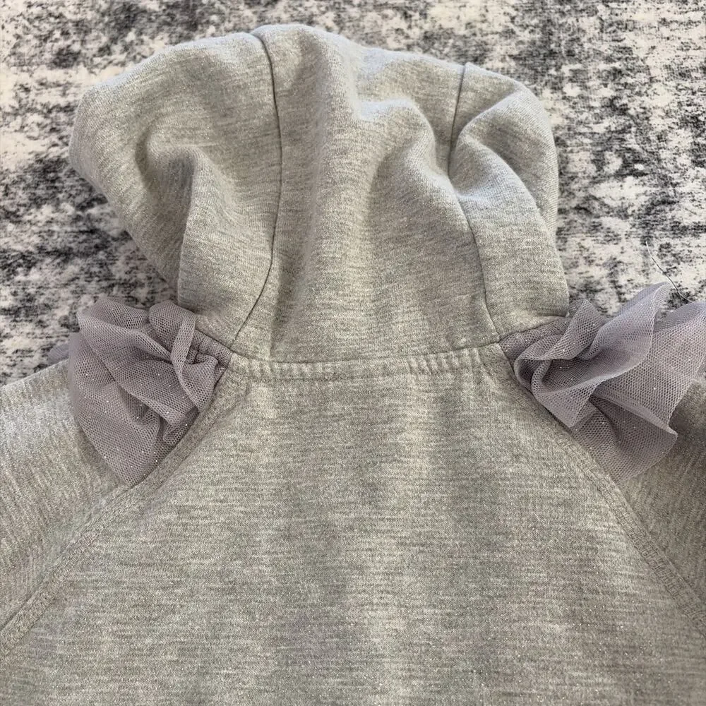 Disney Store Frozen Girls Sz 7/8 Hoodie Snowflakes Sweater‎ Glitter Rhinestones